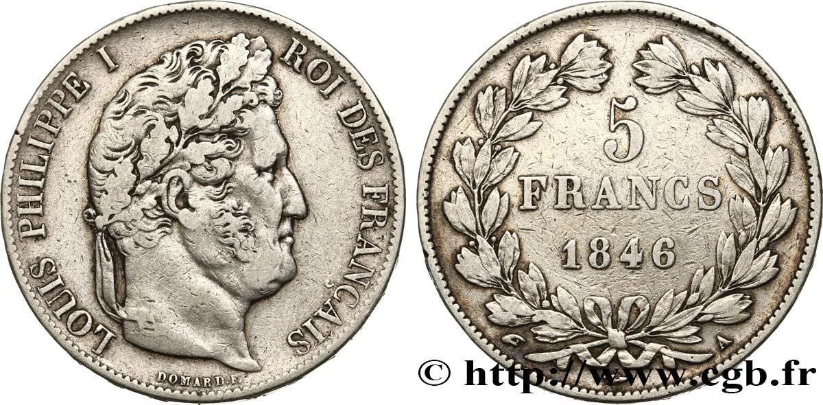 5 francs IIIe type Domard 1846 Paris F.325/10 TB+