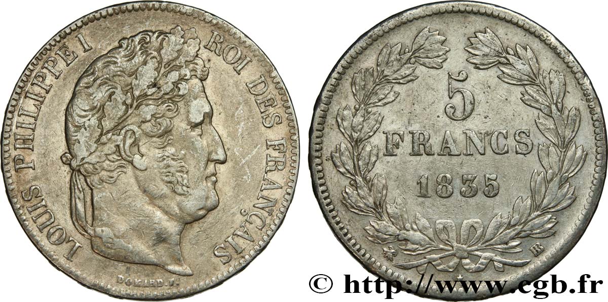 5 francs IIe type Domard 1835 Strasbourg F.324/44 TTB48 