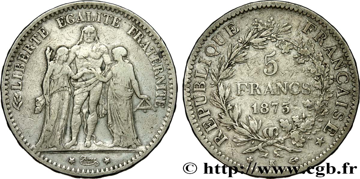 5 francs Hercule 1873 Bordeaux F.334/11 VF25