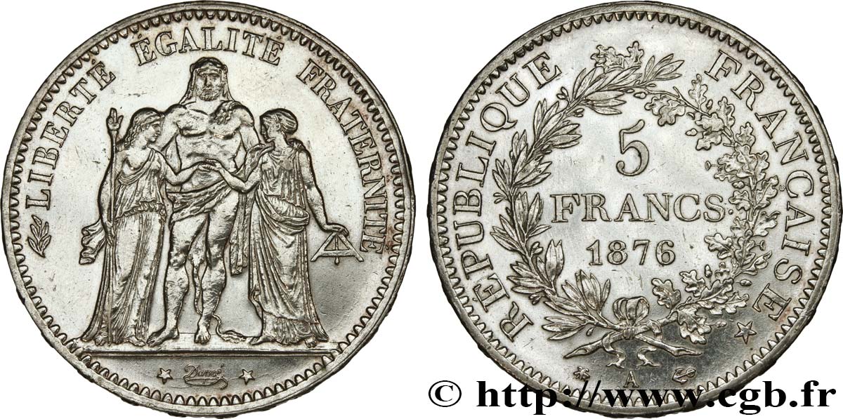 5 francs Hercule 1876 Paris F.334/17 SUP