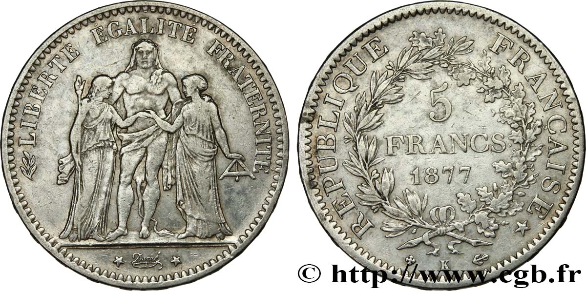 5 francs Hercule 1877 Bordeaux F.334/20 TB35