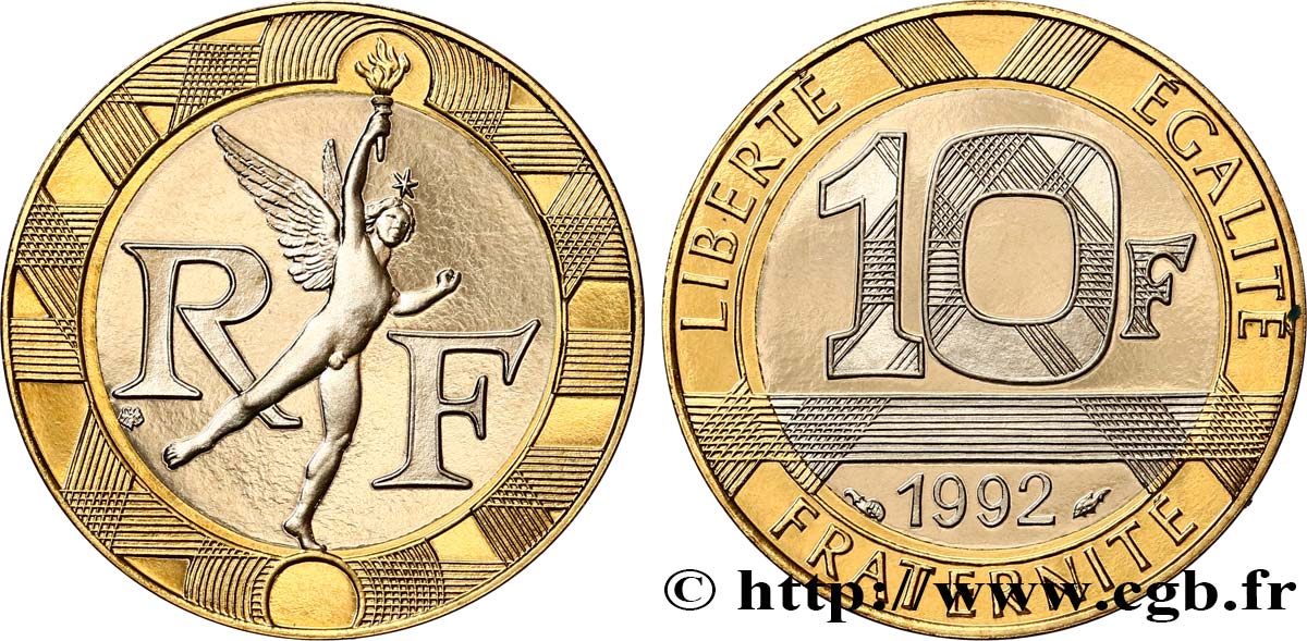 10 francs Génie de la Bastille, Belle Épreuve 1992 Pessac F.375/8 var. FDC 
