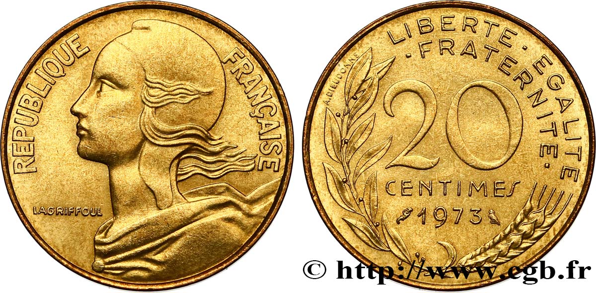 20 centimes Marianne 1973 Pessac F.156/13 MS60