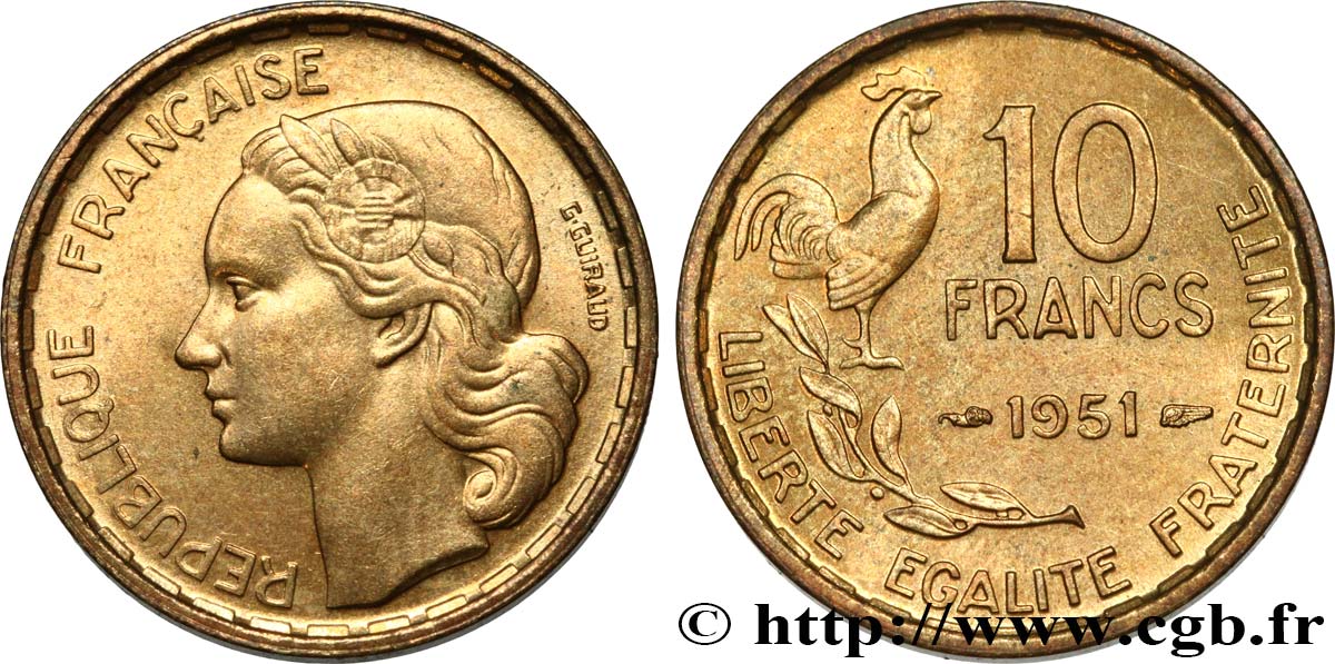 10 francs Guiraud 1951 F.363/4 AU55