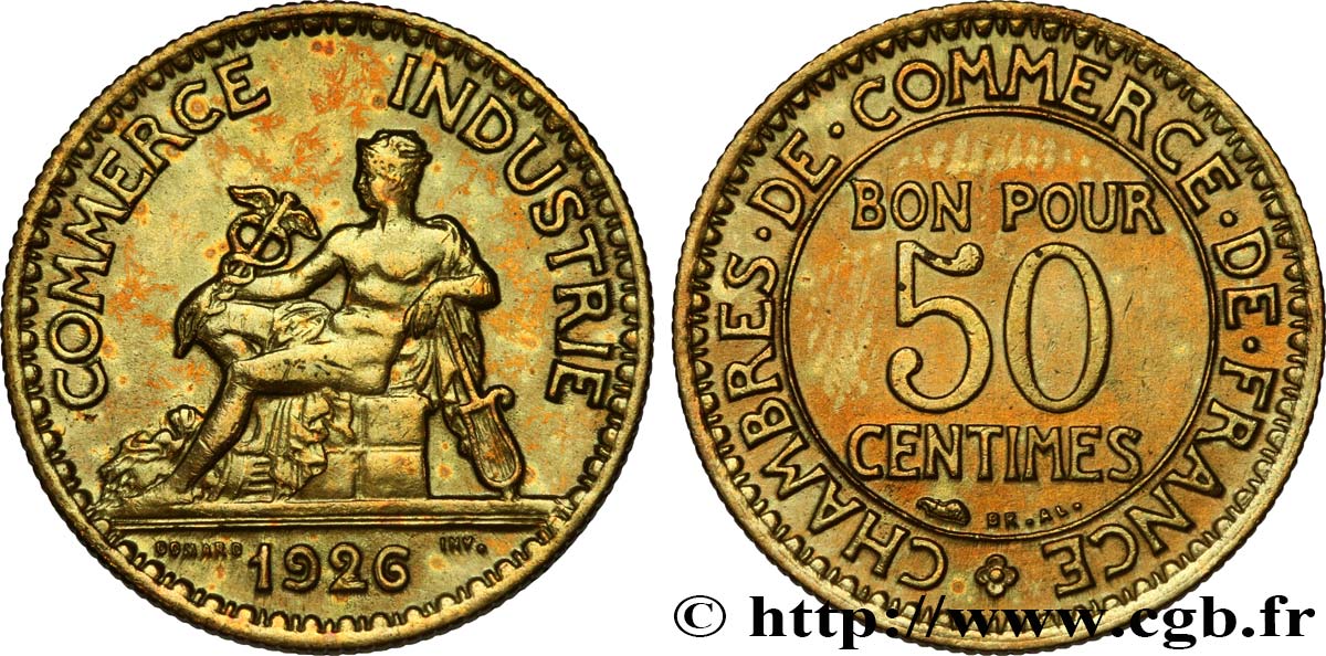 50 centimes Chambres de Commerce 1926 Paris F.191/8 TTB50