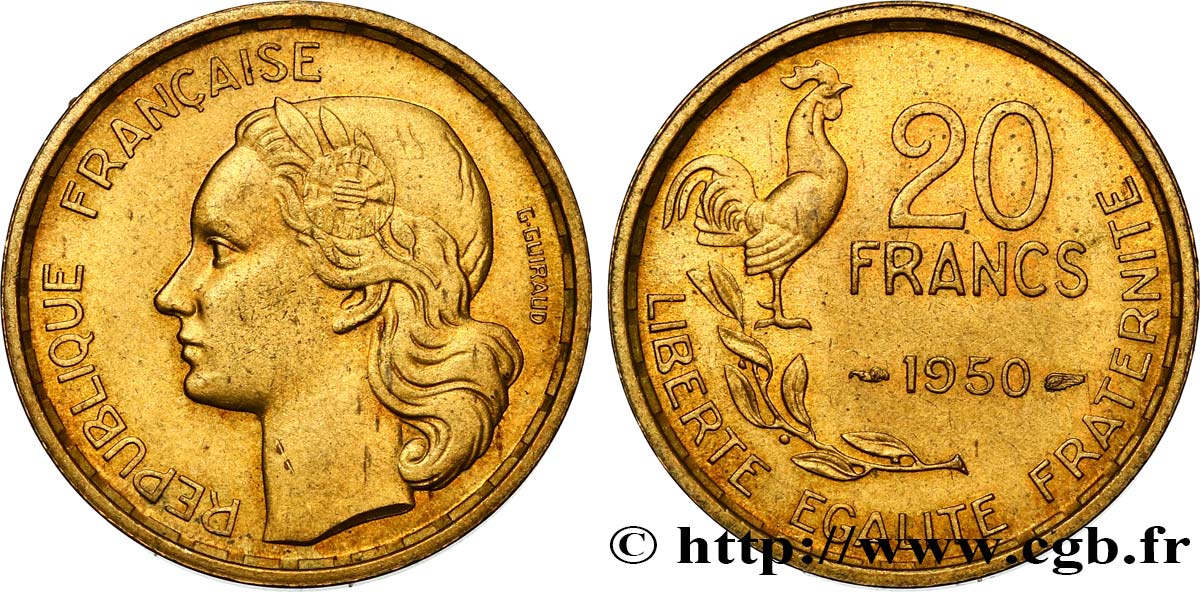 20 francs G. Guiraud 1950 F.402/3 TTB50