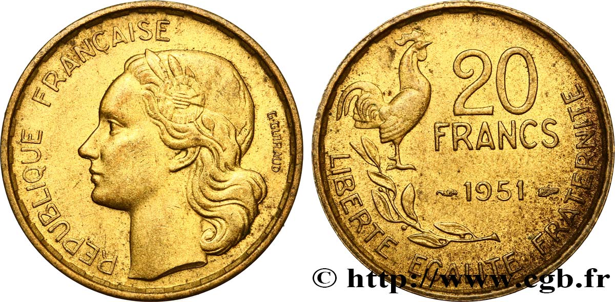 20 francs G. Guiraud 1951 F.402/7 SUP55