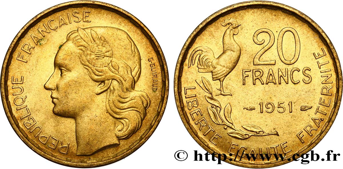 20 francs G. Guiraud 1951 F.402/7 SPL58