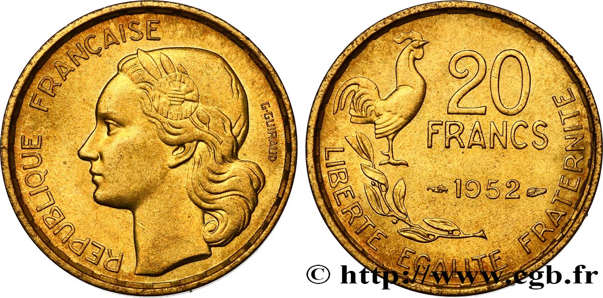20 francs G. Guiraud 1952 F.402/9 SUP60