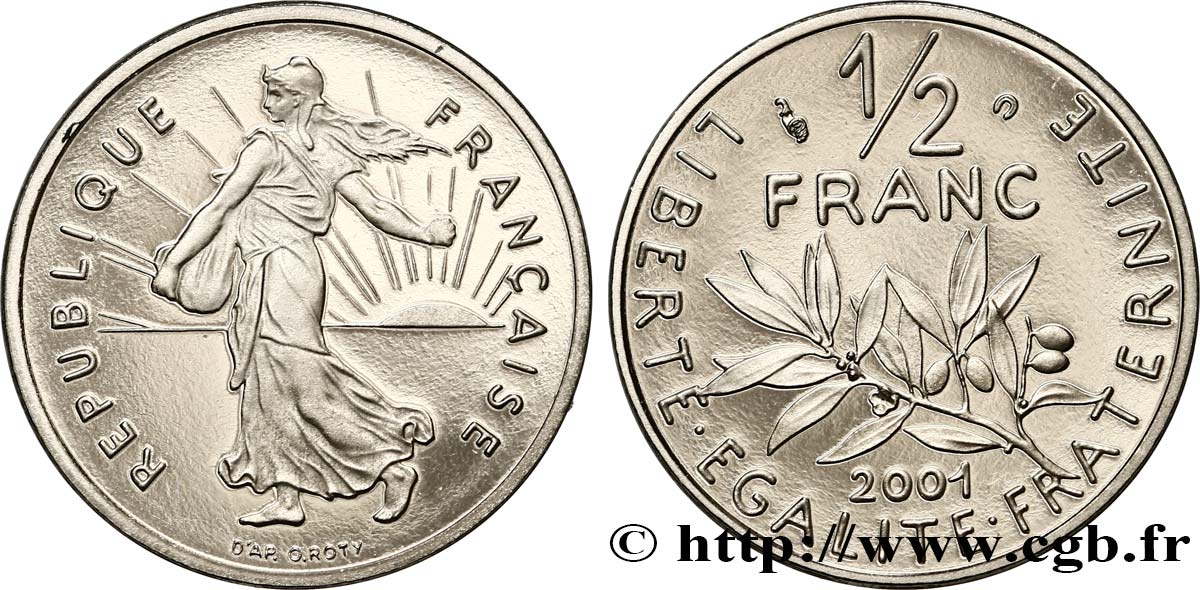 1/2 franc Semeuse, BE (Belle Épreuve) 2001 Pessac F.198/44 var. MS