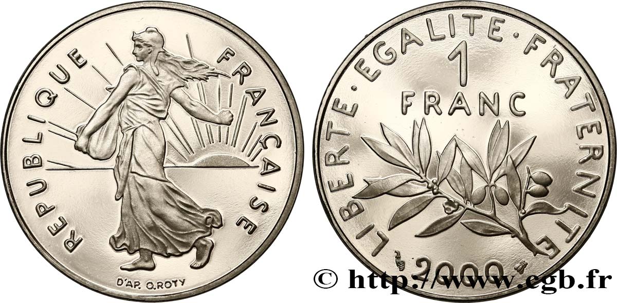 1 franc Semeuse, nickel, BE (Belle Épreuve) 2000 Pessac F.226/48 var. FDC