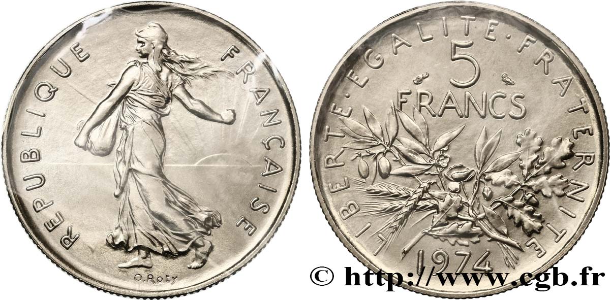 5 francs Semeuse, nickel 1974 Pessac F.341/6 FDC