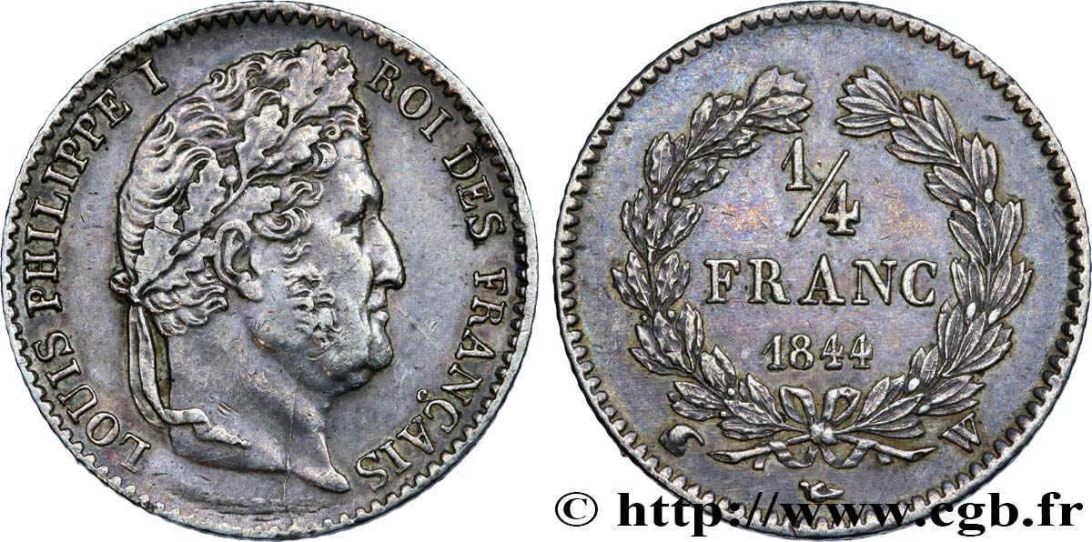 1/4 franc Louis-Philippe 1844 Lille F.166/101 AU52 