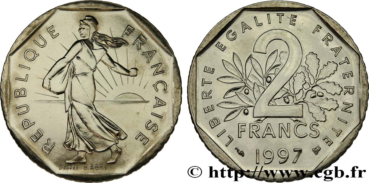 2 francs Semeuse, nickel, BU (Brillant Universel) 1997 Pessac F.272/25 FDC