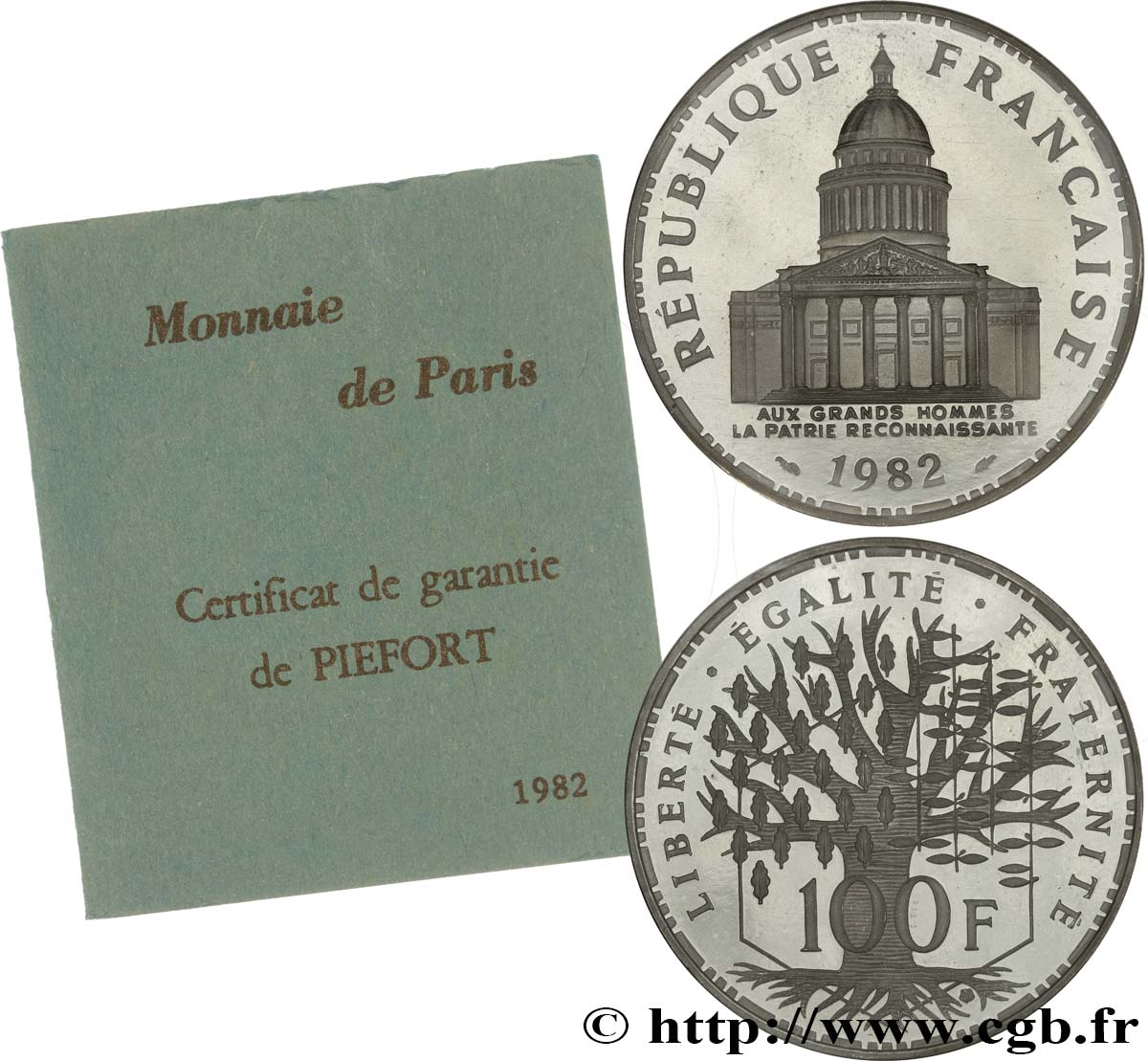 Piéfort Belle Épreuve de 100 francs Panthéon 1982 Pessac F.451/2P ST 