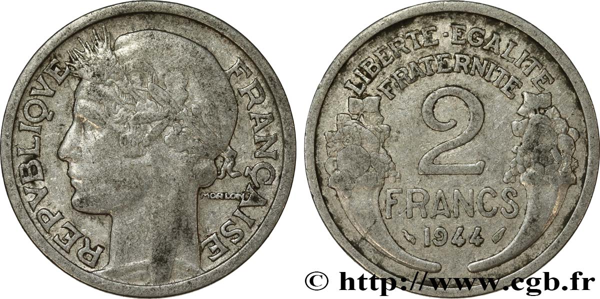 2 francs Morlon, aluminium 1944 F.269/4 TB25