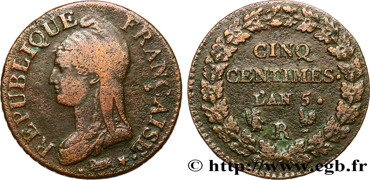 Cinq centimes Dupré, grand module 1797 Orléans/Limoges F.115/30 S20 