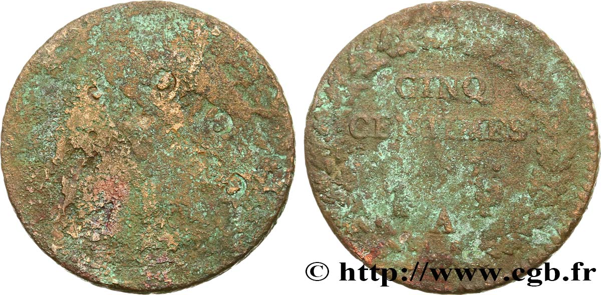 Cinq centimes Dupré, grand module 1799 Paris F.115/44 B