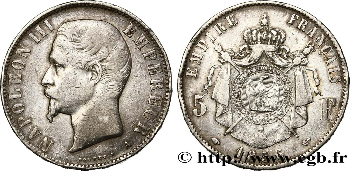 5 francs Napoléon III, tête nue 1856 Paris F.330/6 VF25