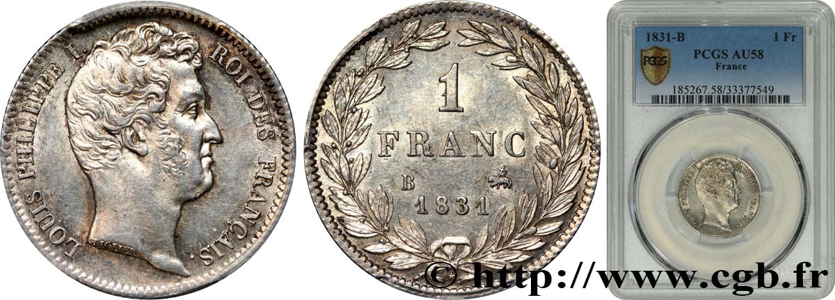 1 franc Louis-Philippe, tête nue 1831 Rouen F.209/2 EBC58 PCGS