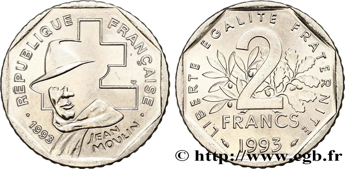 2 francs Jean Moulin 1993 F.273/2 SPL63
