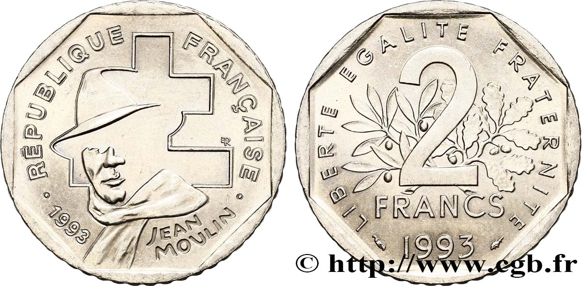 2 francs Jean Moulin 1993 F.273/2 SPL63