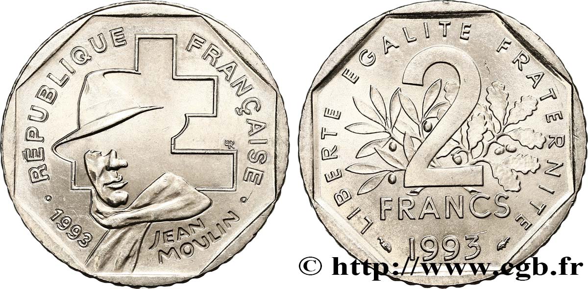 2 francs Jean Moulin 1993 F.273/2 SPL63