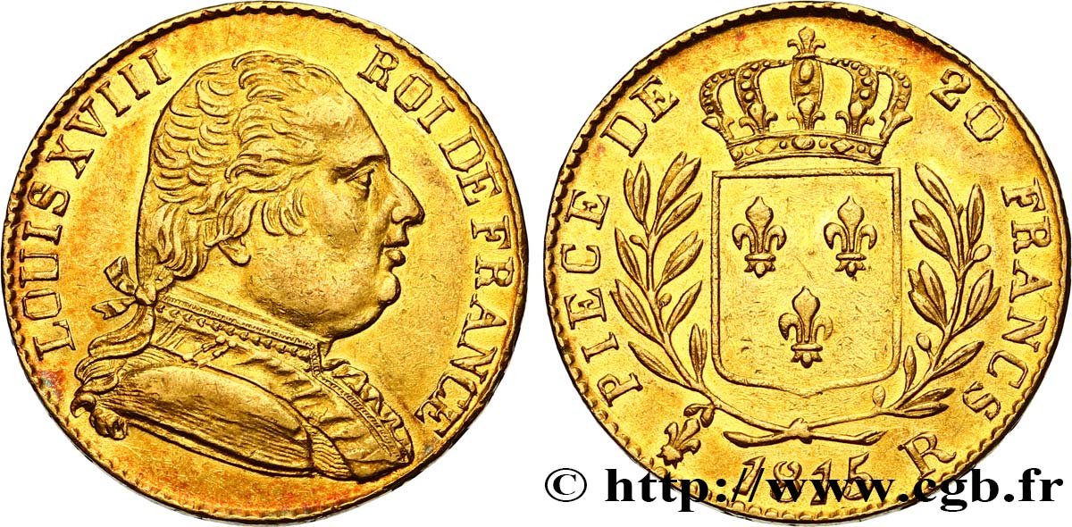 20 francs or Londres 1815 Londres F.518/1 AU54 
