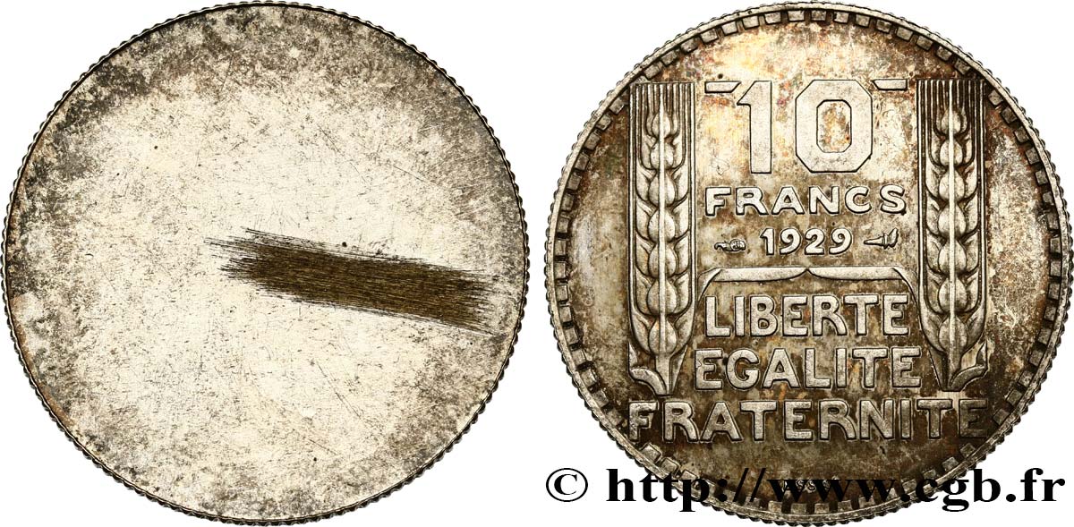Essai uniface de revers de 10 francs Turin en bronze-argenté n.d. Paris GEM.173 2 MS 