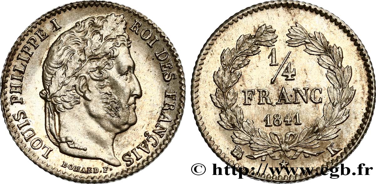 1/4 franc Louis-Philippe 1841 Bordeaux F.166/87 AU54 