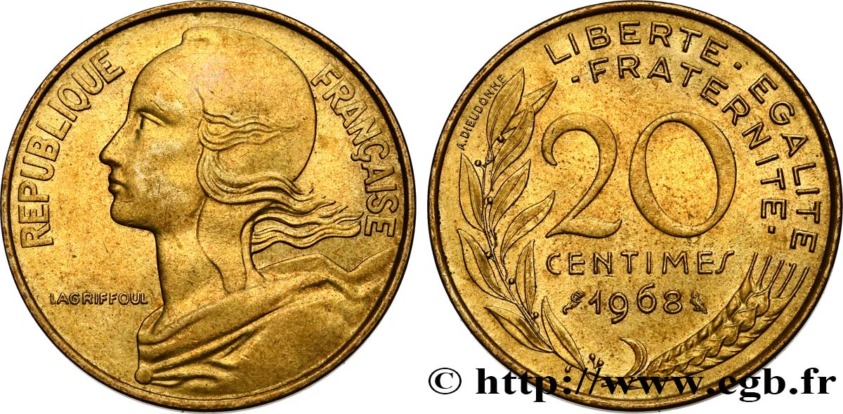 20 centimes Marianne 1968 Paris F.156/8 MS60