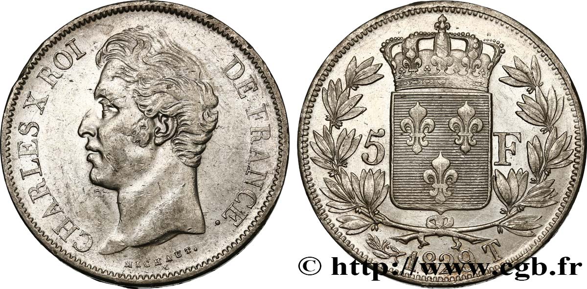 5 francs Charles X, 2e type 1829 Nantes F.311/38 AU53 