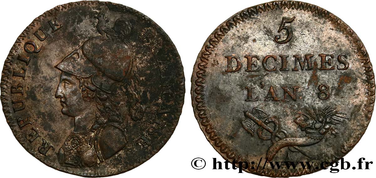 Essai de 5 décimes de Lorthior 1800 Paris VG.827  AU 