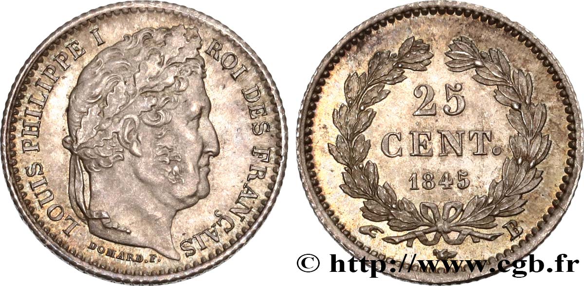 25 centimes Louis-Philippe 1845 Rouen F.167/1 SC63 