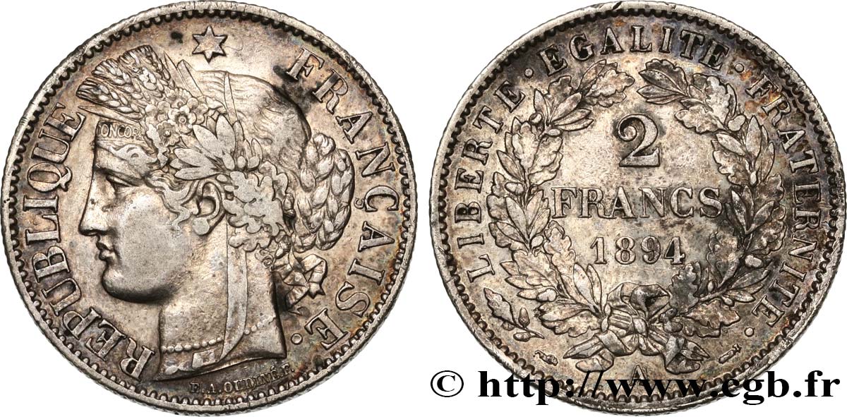 2 francs Cérès, avec légende 1894 Paris F.265/16 TTB40