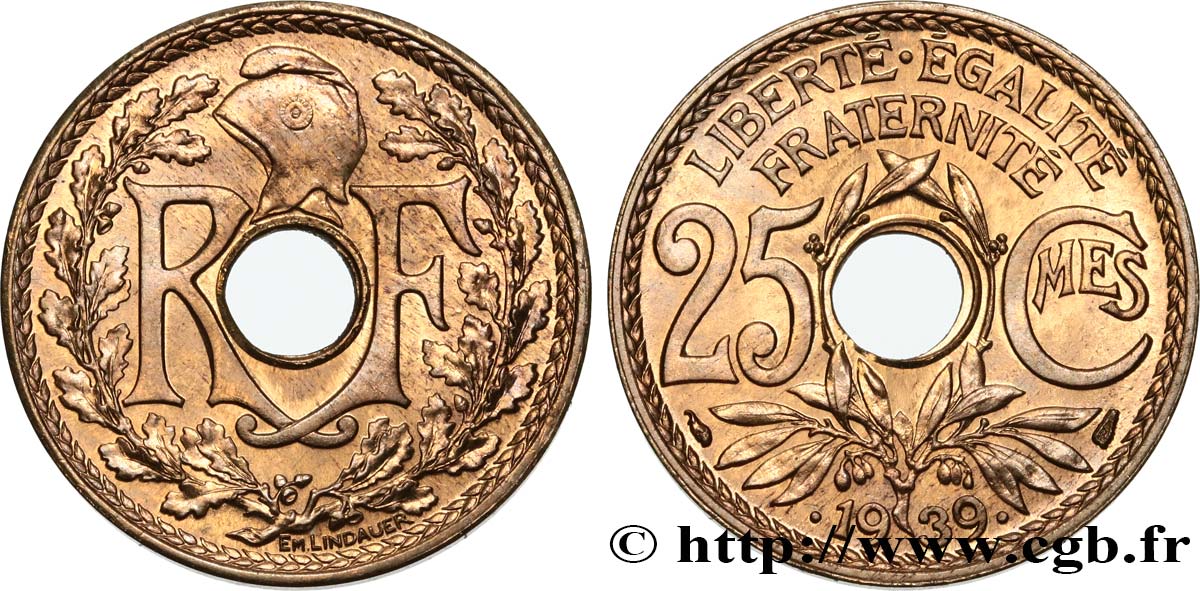 25 centimes Lindauer, Maillechort 1939 F.172/3 FDC65