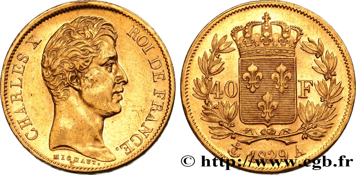 40 francs or Charles X, 2e type 1829 Paris F.544/4 AU52 