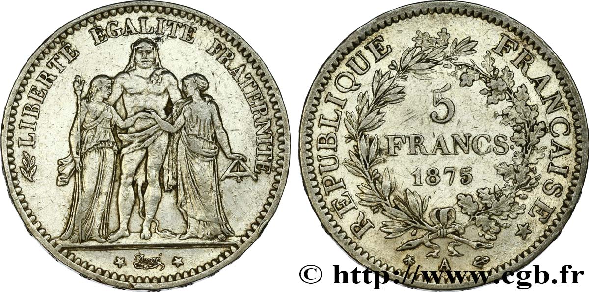 5 francs Hercule 1875 Paris F.334/14 BC