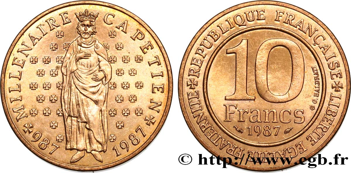 10 francs Millénaire Capétien 1987 F.371/2 MS62