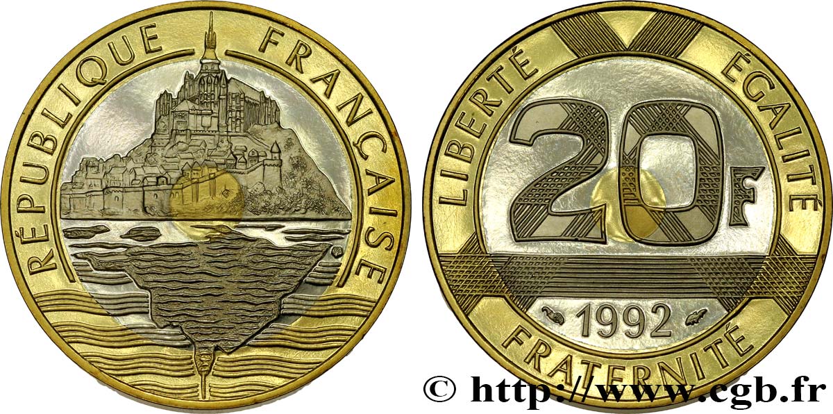 20 francs Mont Saint-Michel, Belle Épreuve 1992 Pessac F.403/2 var. FDC