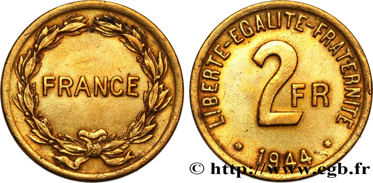 2 francs France 1944 F.271/1 XF