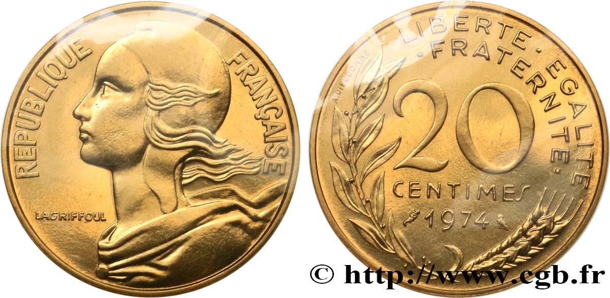 20 centimes Marianne 1974 Pessac F.156/14 MS