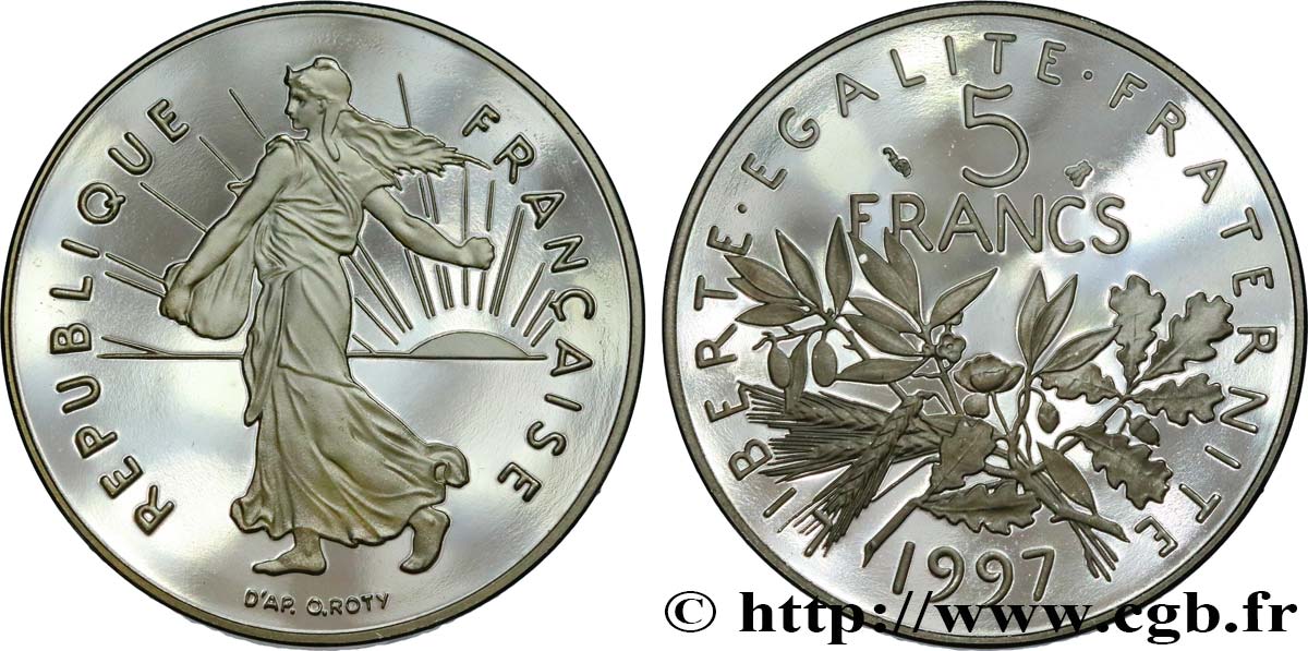 5 francs Semeuse, nickel, BE (Belle Épreuve) 1997 Pessac F.341/33 var. FDC 
