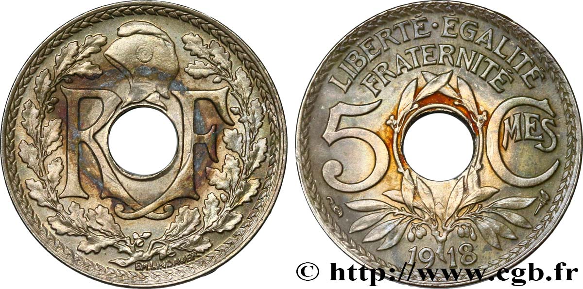 5 centimes Lindauer, grand module 1918 Paris F.121/2 MBC