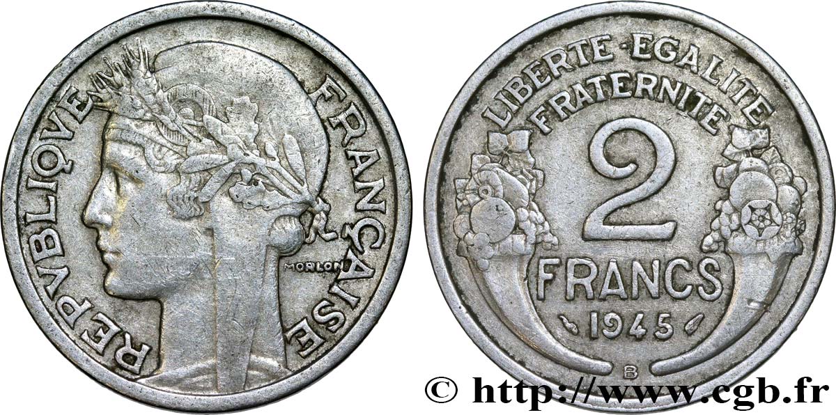 2 francs Morlon, aluminium 1945 Beaumont-Le-Roger F.269/6 TB35