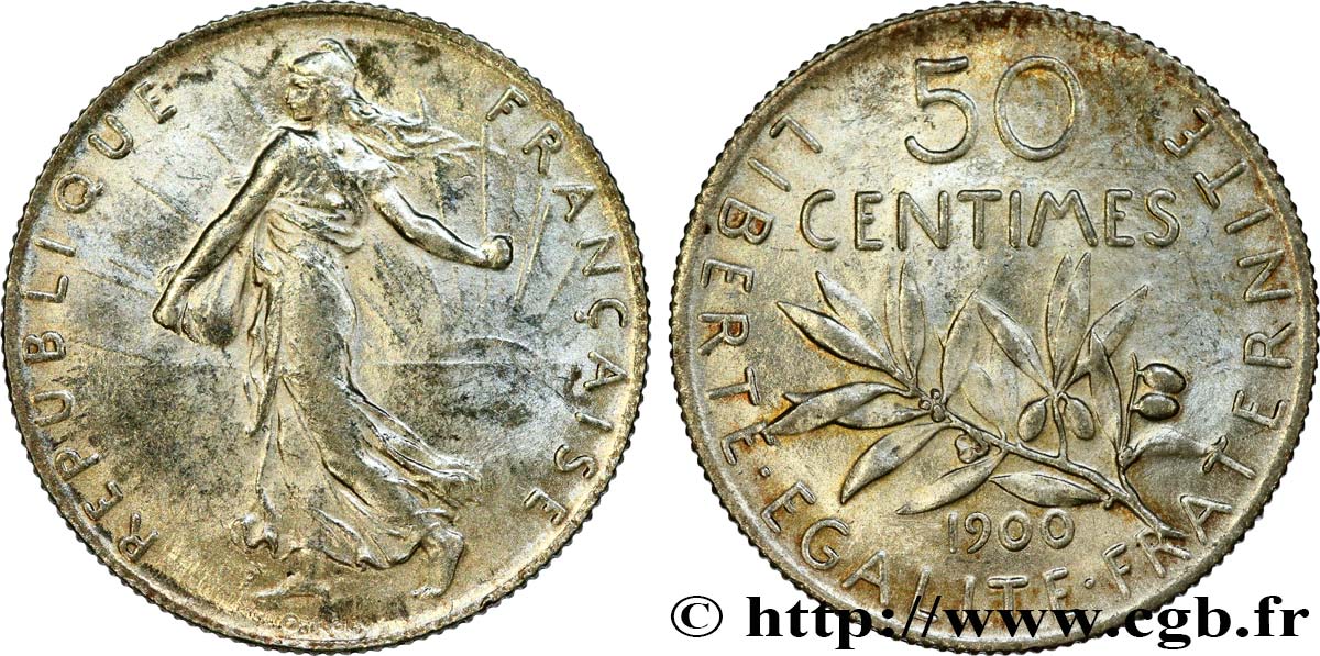 50 centimes Semeuse 1900 Paris F.190/6 MS62 