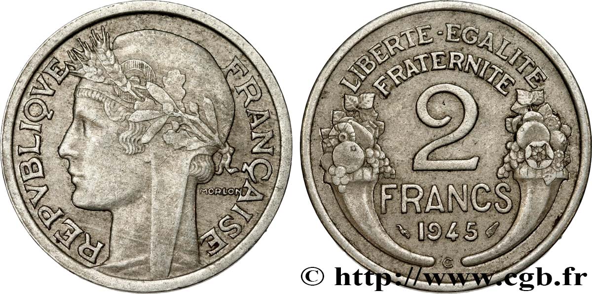 2 francs Morlon, aluminium 1945 Castelsarrasin F.269/7 XF45
