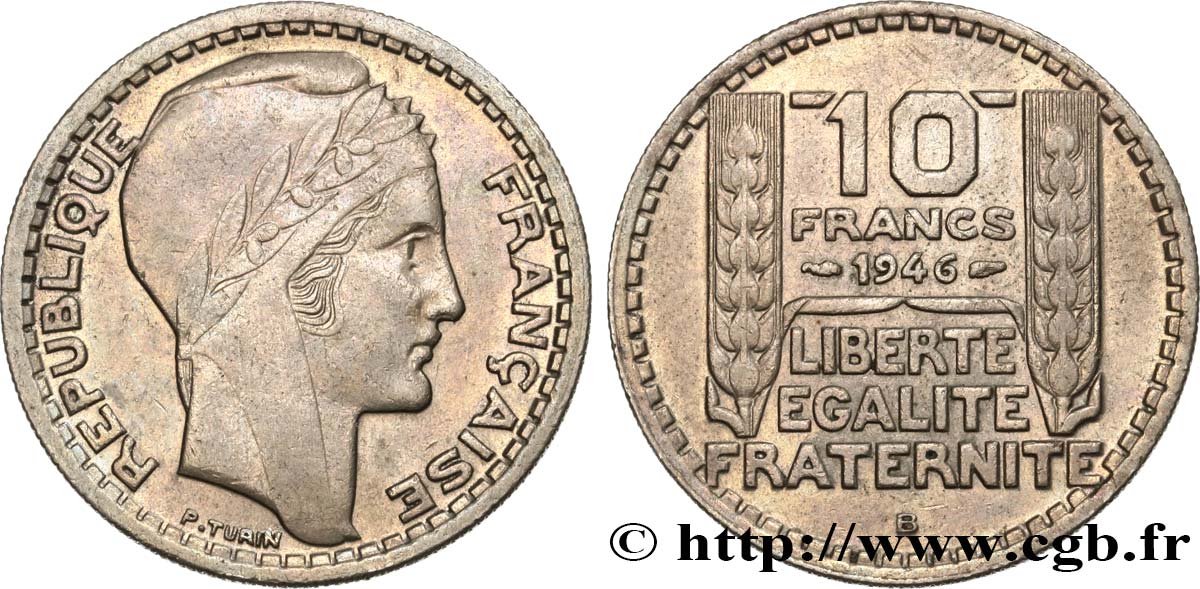 10 francs Turin, grosse tête, rameaux courts 1946 Beaumont-Le-Roger F.361A/3 TTB45