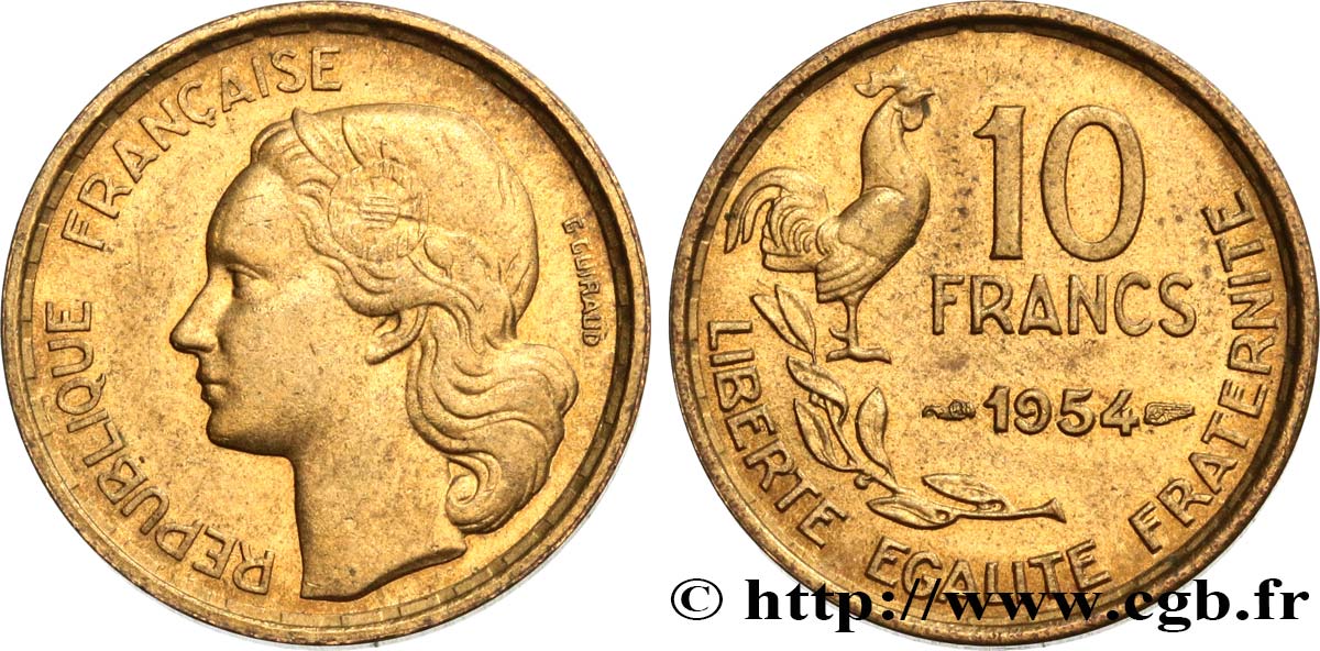 10 francs Guiraud 1954  F.363/10 VZ55 