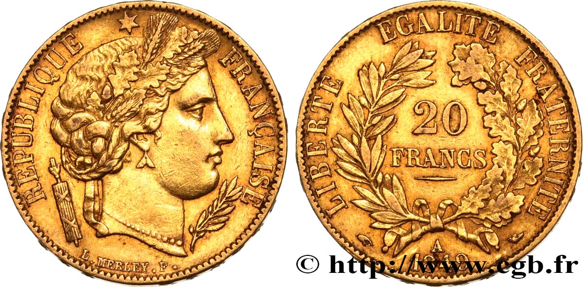 20 francs or Cérès 1849 Paris F.529/1 XF45 